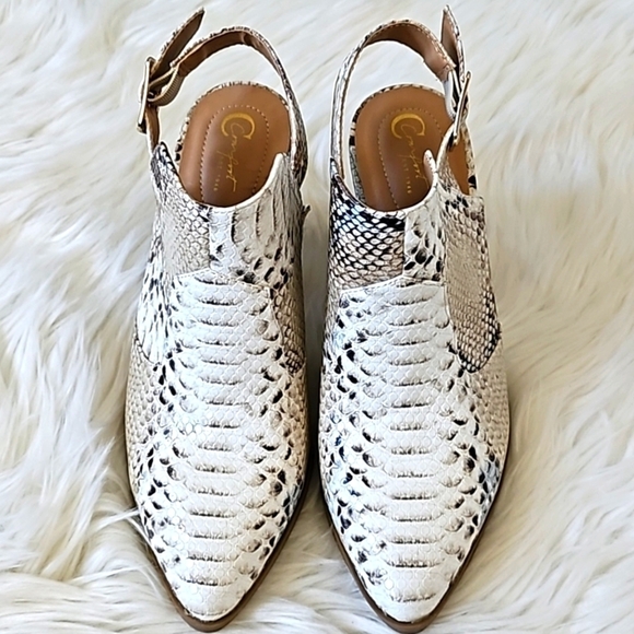 Cato Faux Snakeskin Slingback Pointed Toe Heels - Picture 2 of 9